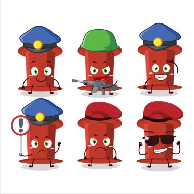 A dedicated Police officer of red push pin mascot design style. Vector illustration