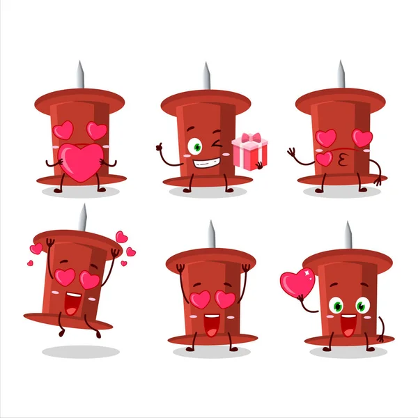 Red Push Pin Cartoon Character Love Cute Emoticon Vector Illustration — Archivo Imágenes Vectoriales