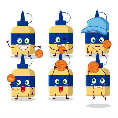 Talented Paper glue cartoon character as a basketball athlete. Vector illustration