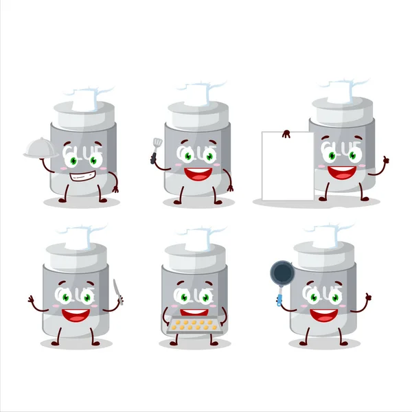 Cartoon Character Glue Stick Various Chef Emoticons Vector Illustration — ストックベクタ