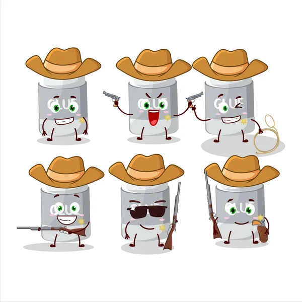 Cool Cowboy Glue Stick Cartoon Character Cute Hat Vector Illustration — Stock Vector