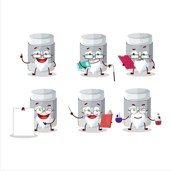 Professor Glue Stick Academic Cartoon Character Working Laboratory Vector Illustration — Stock vektor