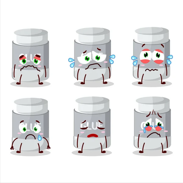 Glue Stick Cartoon Character Sad Expression Vector Illustration — Vettoriale Stock