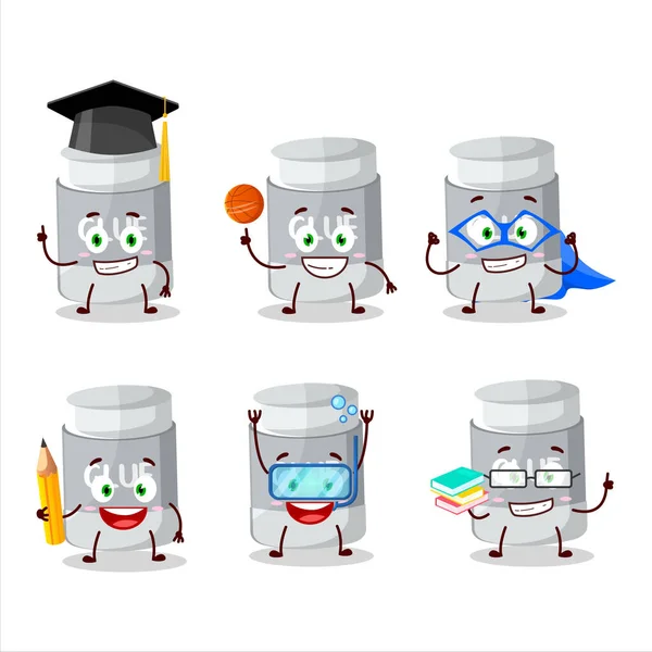 School Student Glue Stick Cartoon Character Various Expressions Vector Illustration — Vector de stock