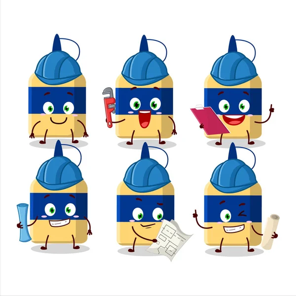 Architect Paper Glue Cute Mascot Character Pliers Vector Illustration — 스톡 벡터