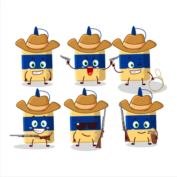 Cool Cowboy Paper Glue Cartoon Character Cute Hat Vector Illustration — 스톡 벡터