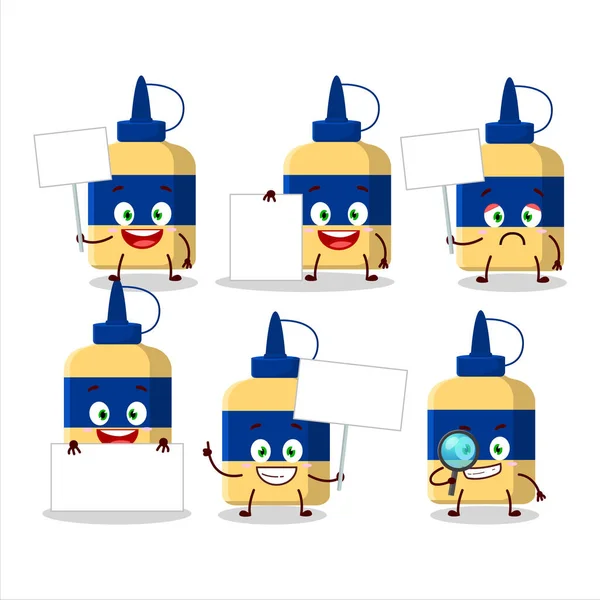 Paper Glue Cartoon Character Bring Information Board Vector Illustration — 图库矢量图片