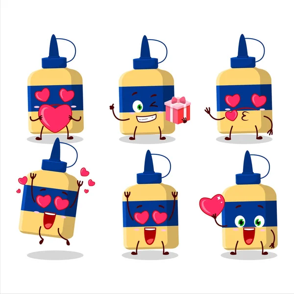 Papel Pegamento Personaje Dibujos Animados Con Amor Lindo Emoticono Ilustración — Vector de stock