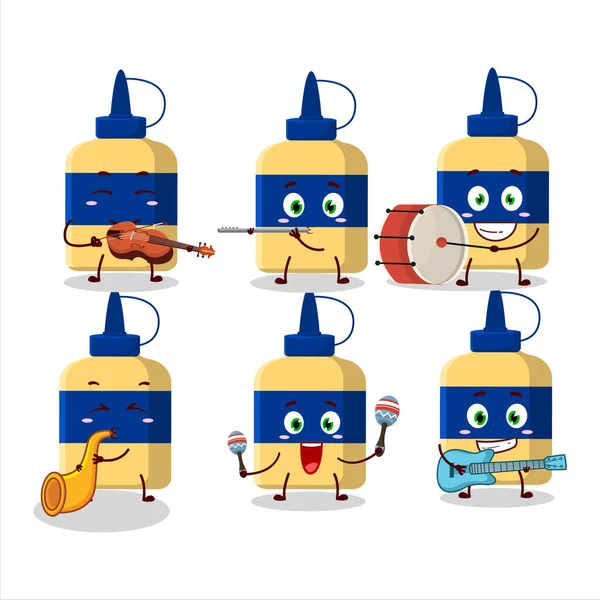 Cartoon Character Paper Glue Playing Some Musical Instruments Vector Illustration — Image vectorielle