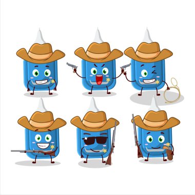 Cool cowboy blue correction pen cartoon character with a cute hat. Vector illustration