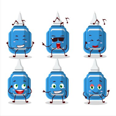 An image of blue correction pen dancer cartoon character enjoying the music. Vector illustration