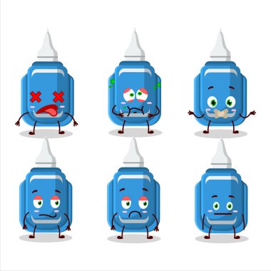 Blue correction pen cartoon character with nope expression. Vector illustration