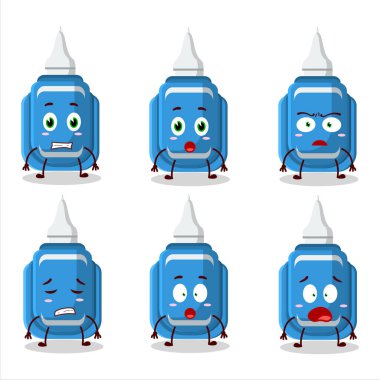 Character cartoon of blue correction pen with scared expression. Vector illustration