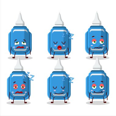 Cartoon character of blue correction pen with sleepy expression. Vector illustration