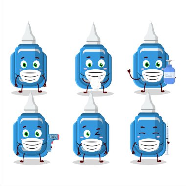 A picture of blue correction pen cartoon design style keep staying healthy during a pandemic. Vector illustration