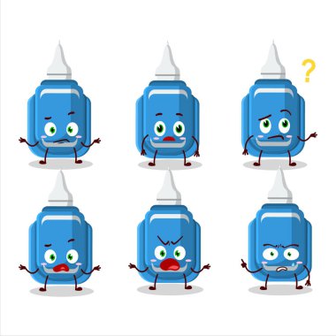 Cartoon character of blue correction pen with what expression. Vector illustration