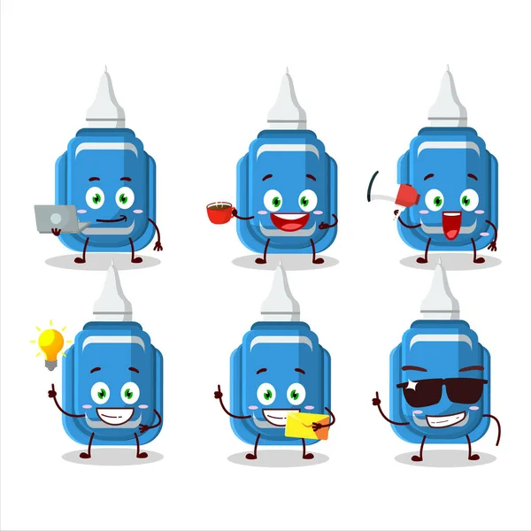Blue Correction Pen Cartoon Character Various Types Business Emoticons Vector — Stock vektor