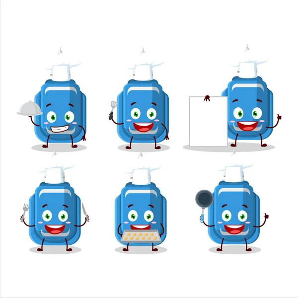Cartoon Character Blue Correction Pen Various Chef Emoticons Vector Illustration — Vetor de Stock