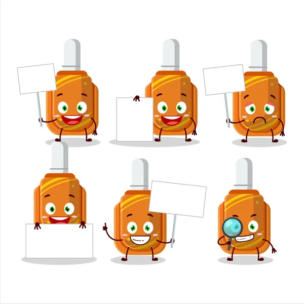 Orange Correction Pen Cartoon Character Bring Information Board Vector Illustration — Wektor stockowy
