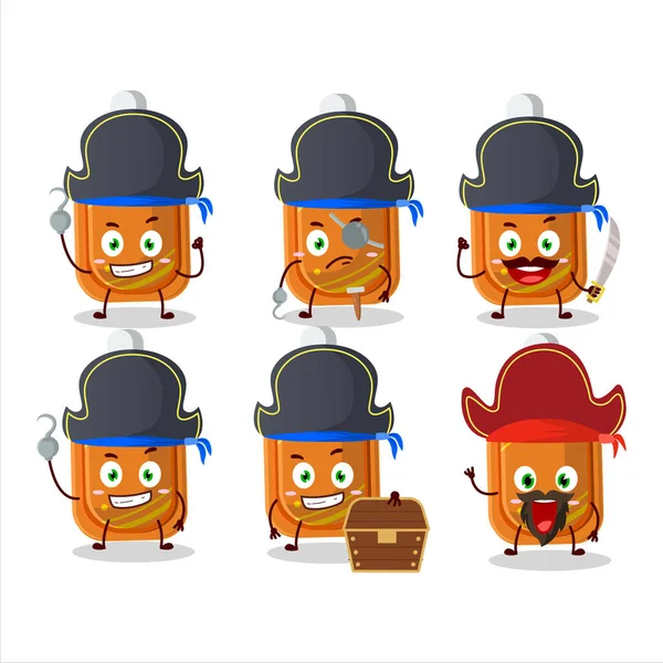 Cartoon Character Orange Correction Pen Various Pirates Emoticons Vector Illustration — Image vectorielle