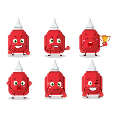 Sportif kırmızı düzeltme kalem boks sporu çizgi film maskotu tasarımı. Vektör illüstrasyonu