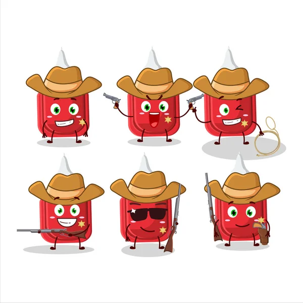 Cool Cow Boy Rouge Correction Stylo Personnage Dessin Animé Avec — Image vectorielle