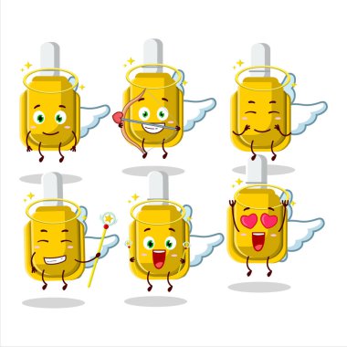 Sarı düzeltme kalem karikatürü sevimli bir melek karakteri olarak tasarlandı. Vektör illüstrasyonu