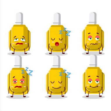 Uykulu yüzlü sarı kalemli çizgi film karakteri. Vektör illüstrasyonu