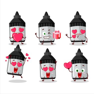 Sevgi simgeli beyaz tahta çizgili çizgi film karakteri. Vektör illüstrasyonu