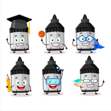 Değişik ifadeleri olan beyaz tahta çizgili çizgi film karakteri öğrencisi. Vektör illüstrasyonu