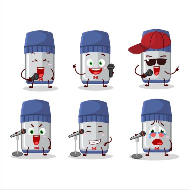 Mavi beyaz tahta işaretli şirin bir çizgi film tasarımı ünlü bir şarkı söylüyor. Vektör illüstrasyonu