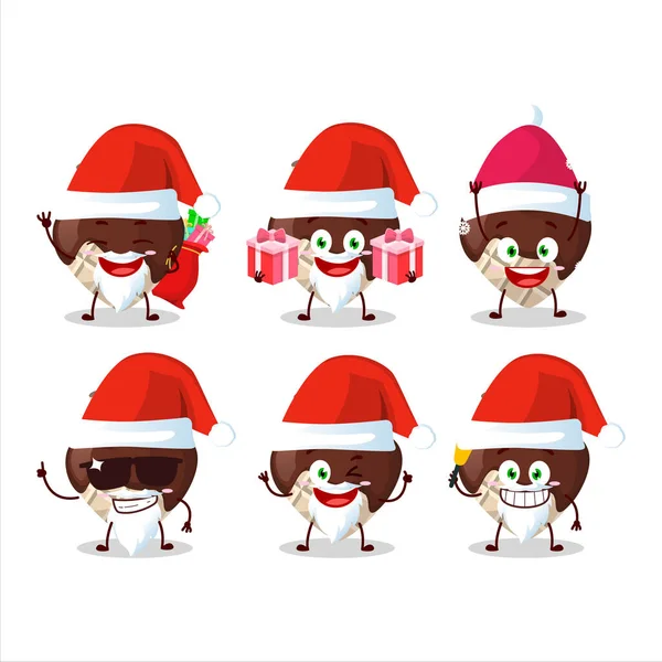 Emoticones Santa Claus Con Personaje Dibujos Animados Amor Chocolate Blanco — Vector de stock