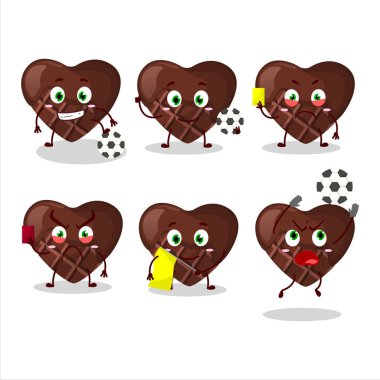 Çikolata, futbol hakemi olarak çalışan çizgi film karakterlerine bayılır. Vektör illüstrasyonu