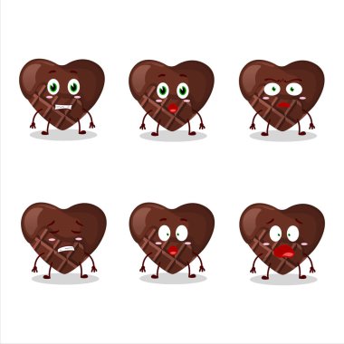 Korkmuş ifadeli bir çikolata aşk karikatürü. Vektör illüstrasyonu