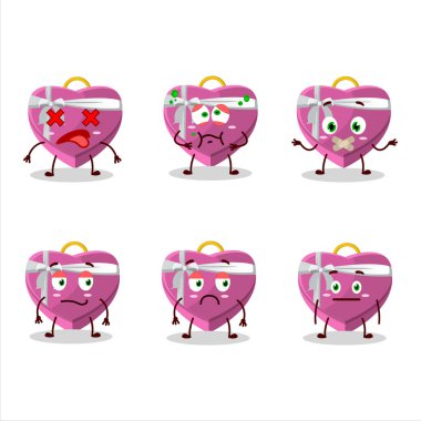 Pembe aşk hediye kutusu çizgi film karakteri, ifadesiz. Vektör illüstrasyonu