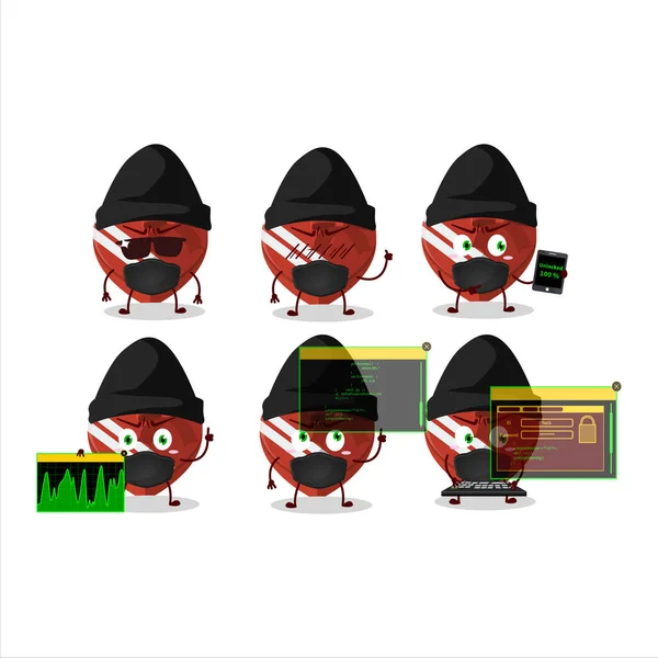 Hacker Röd Kärlek Presentask Karaktär Maskot Med Vektorillustration — Stock vektor