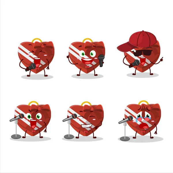 Cute Cartoon Design Concept Red Love Gift Box Singing Famous — Stock Vector