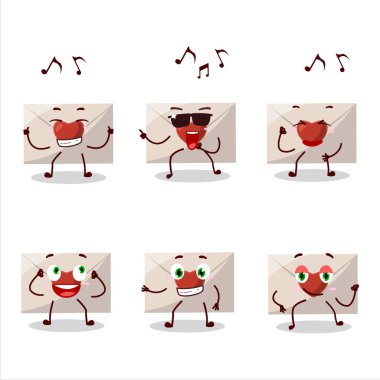 Müzikten hoşlanan bir aşk zarf dansçısı çizgi film karakteri. Vektör illüstrasyonu