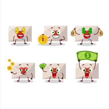 Sevimli simgesi olan çizgi film karakteri para getiriyor. Vektör illüstrasyonu