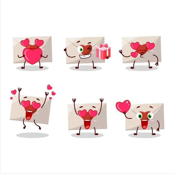 Personagem Desenho Animado Envelope Amor Com Amor Bonito Emoticon Ilustração —  Vetores de Stock