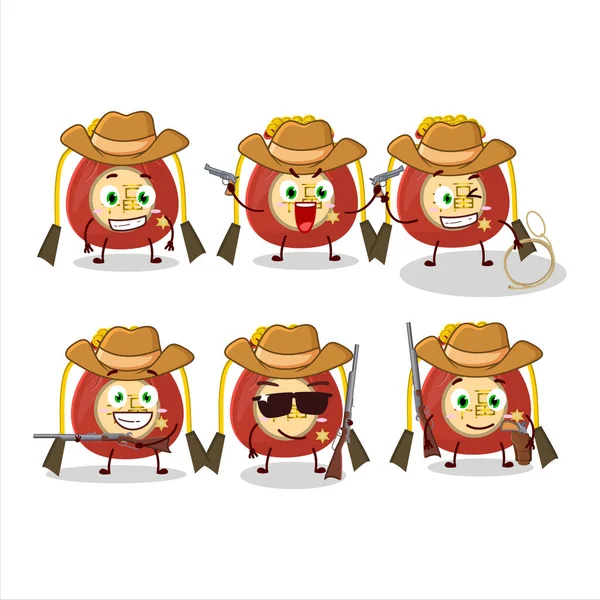 Cool Cow Boy Sac Rouge Personnage Dessin Animé Chinois Avec — Image vectorielle