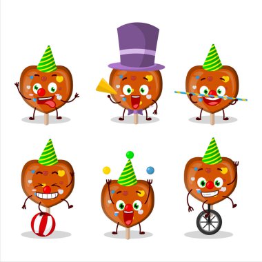 Turuncu Lolipop 'un çeşitli sirk gösterilerindeki çizgi film karakteri. Vektör illüstrasyonu