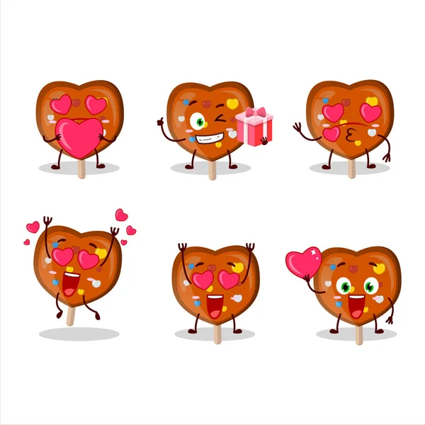 愛かわいい感情を持つオレンジロリポップラブ漫画のキャラクター ベクターイラスト — ストックベクタ