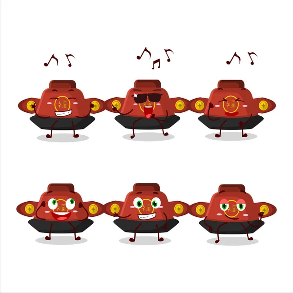 Una Imagen Del Personaje Dibujos Animados Bailarín Sombrero Rojo Chino — Archivo Imágenes Vectoriales