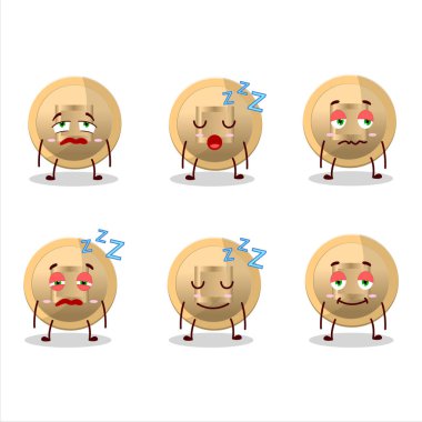 Uykulu yüzlü Çin sikkesi çizgi film karakteri. Vektör illüstrasyonu