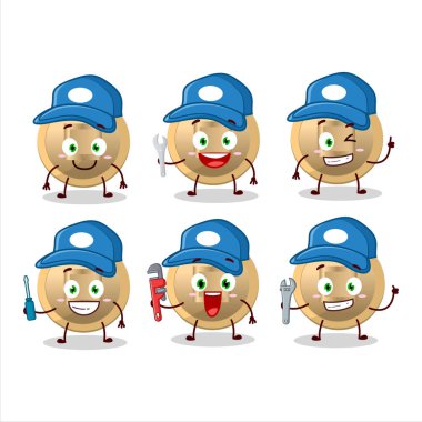 Tamirci Çinli pense takan sevimli maskot karakter. Vektör illüstrasyonu