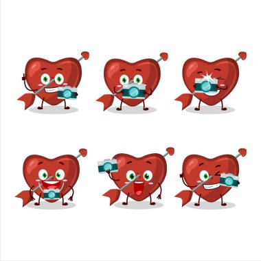 Aşk Tanrısı Oku çizgi film karakteri ile fotoğrafçılık mesleği simgesi. Vektör illüstrasyonu