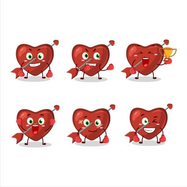 Sportif bir aşk okuyla boks sporu yapan maskot tasarımı. Vektör illüstrasyonu