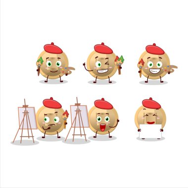 Çin sikkelerinin sanatsal sanatçısı fırçayla çizilmiş çizgi film karakteri. Vektör illüstrasyonu