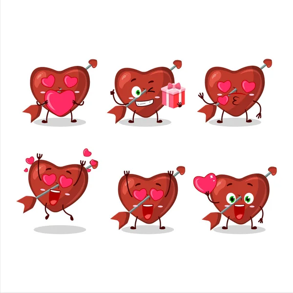 Cupid Kärlek Pil Tecknad Karaktär Med Kärlek Söt Emoticon Vektorillustration — Stock vektor